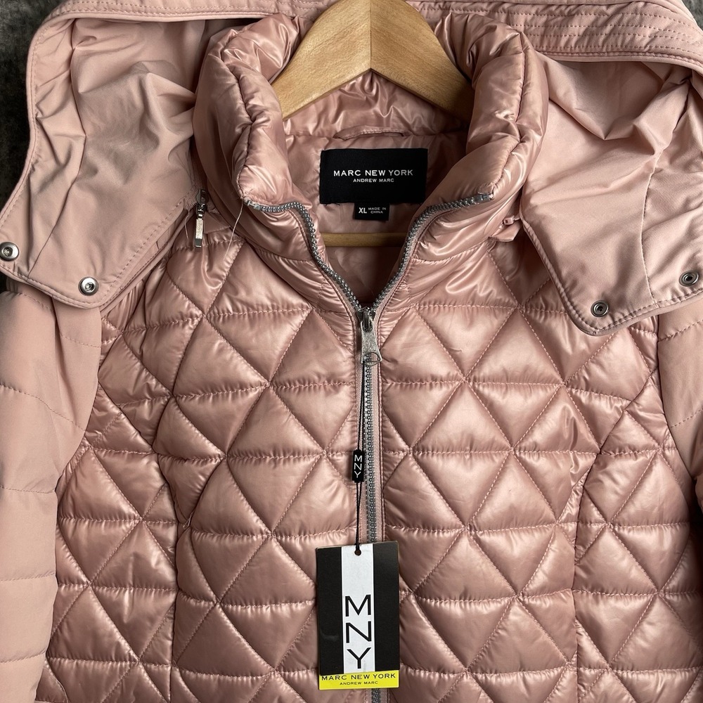 Marc New York Andrew Mark Womens XL Pink Quilted Puffer Jacket Full Zip NWT NEW - Picture 2 of 11